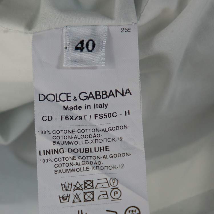 Pre Owned Dolce & Gabbana Green and White Banana Leaf Print Cotton Midi Dress M