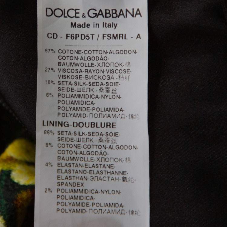 Pre Owned Dolce & Gabbana Black Mimosa Print Brocade And Lace Dress M