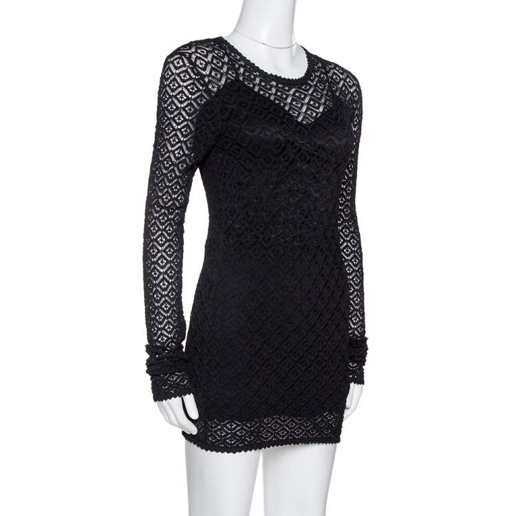 Dolce & Gabbana Black Crochet Knit Lace Mini Dress S Dolce & Gabbana | TLC