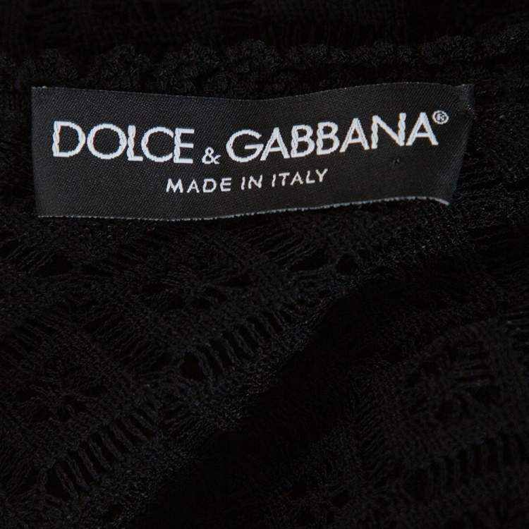 Pre Owned Dolce & Gabbana Black Crochet Knit Lace Mini Dress S