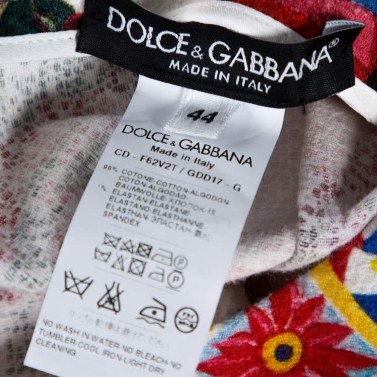 Pre Owned Dolce & Gabbana Multicolor Carretto Roses Print Cotton Midi Dress M