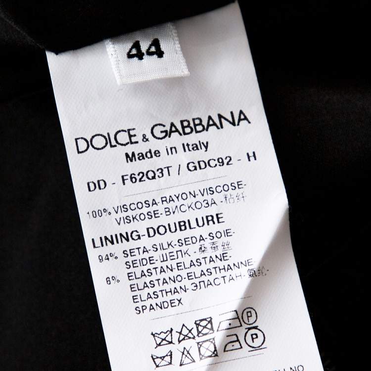 Pre Owned Dolce & Gabbana Black Rose Print Crepe Midi Dress M