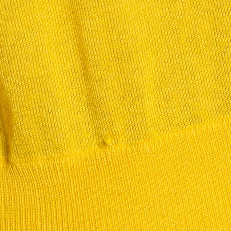 Pre Owned Dolce & Gabbana Yellow Printed Silk & Cashmere Knit Cardigan M