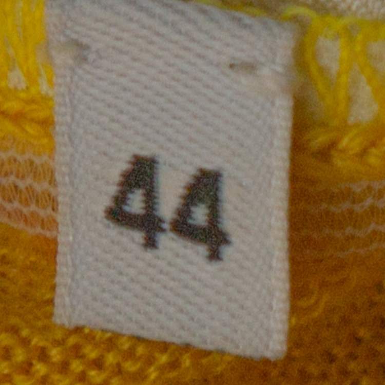 Pre Owned Dolce & Gabbana Yellow Printed Silk & Cashmere Knit Cardigan M
