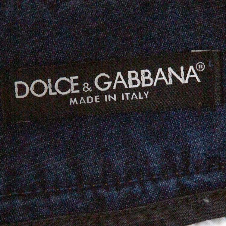 Pre Owned Dolce & Gabbana Blue Denim Chain Detail Fitted Skirt M