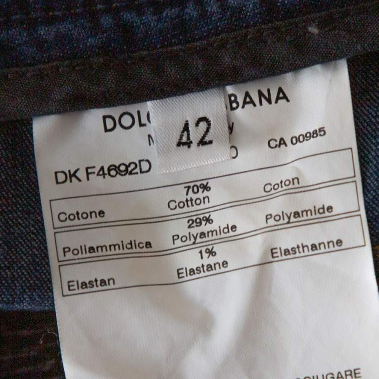 Pre Owned Dolce & Gabbana Blue Denim Chain Detail Fitted Skirt M