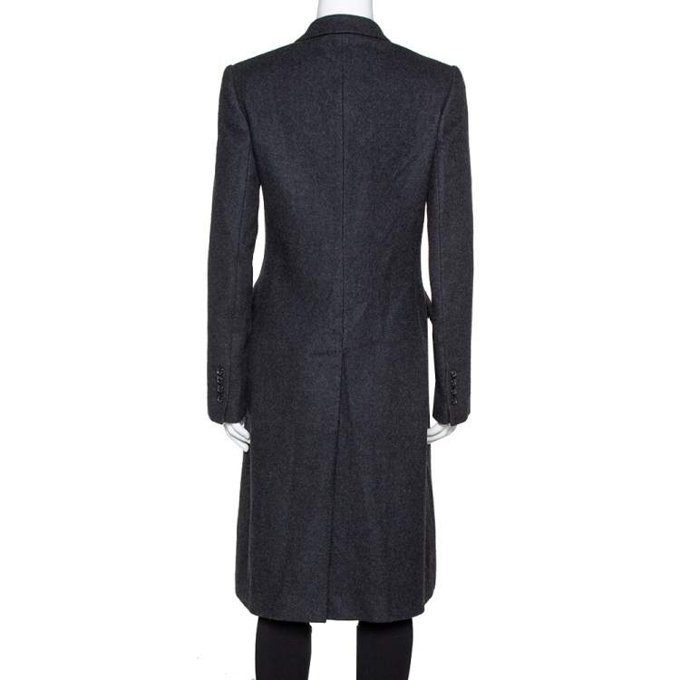 Pre Owned Dolce & Gabbana Black Felted Wool Mid Length Coat M