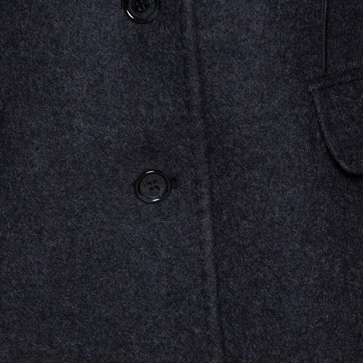 Pre Owned Dolce & Gabbana Black Felted Wool Mid Length Coat M