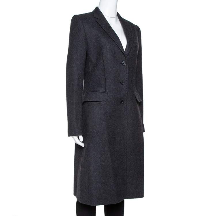 Pre Owned Dolce & Gabbana Black Felted Wool Mid Length Coat M