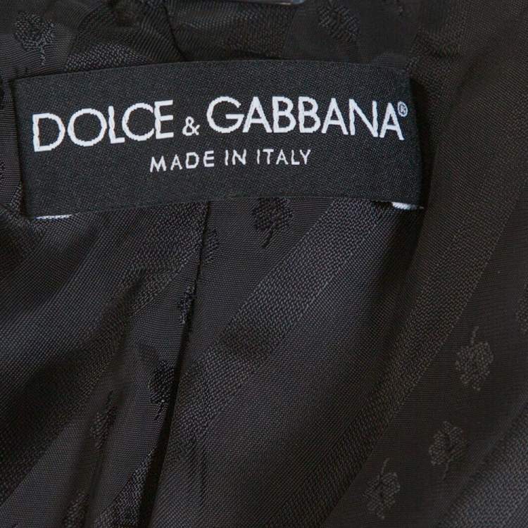 Pre Owned Dolce & Gabbana Black Felted Wool Mid Length Coat M