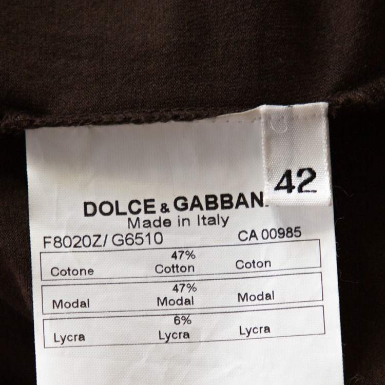 Pre Owned Dolce & Gabbana Brown Jersey Embellished T-Shirt M
