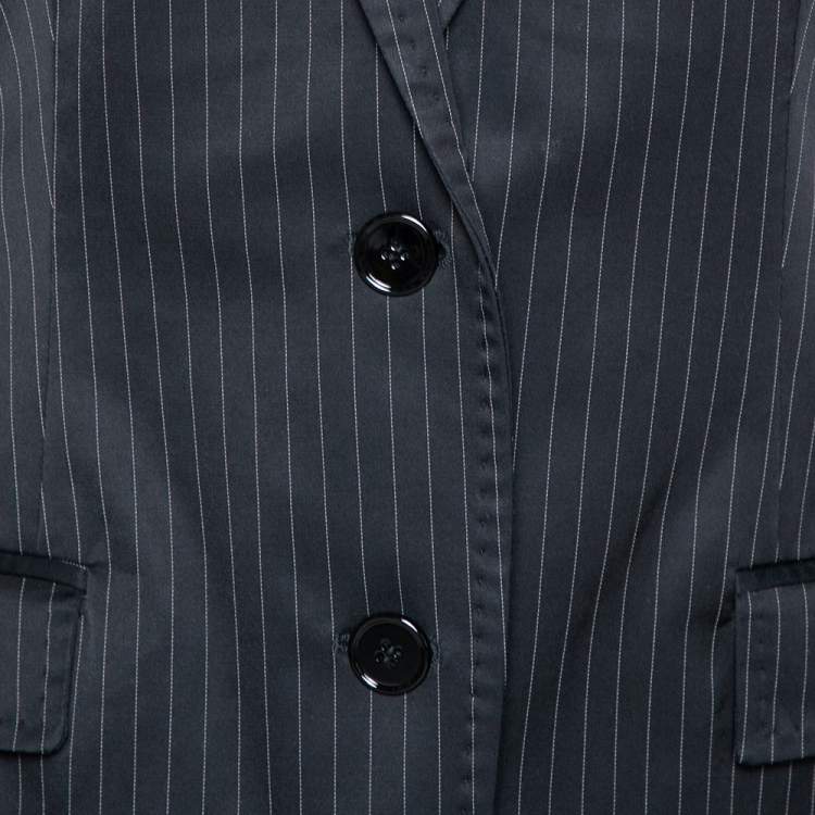 Pre Owned Dolce & Gabbana Black Pinstriped Cotton Tailored Blazer M