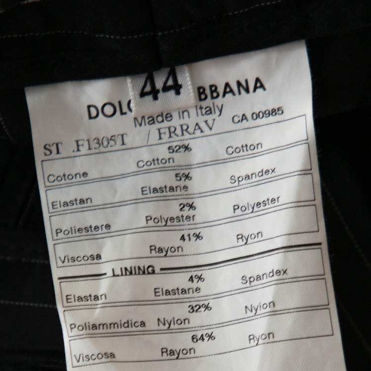 Pre Owned Dolce & Gabbana Black Pinstriped Cotton Tailored Pants M