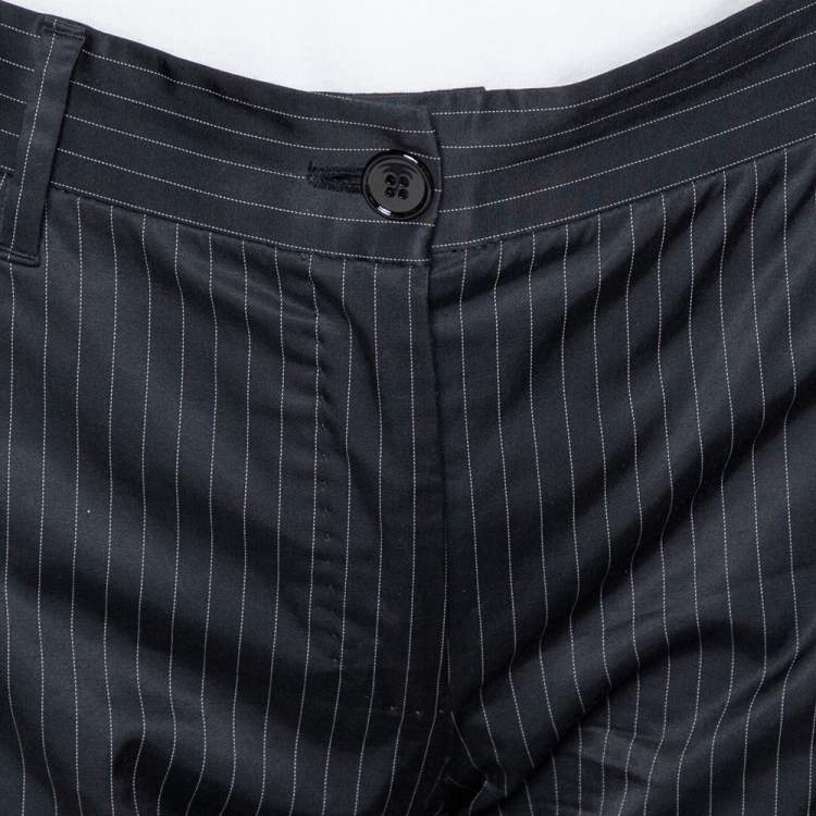 Pre Owned Dolce & Gabbana Black Pinstriped Cotton Tailored Pants M