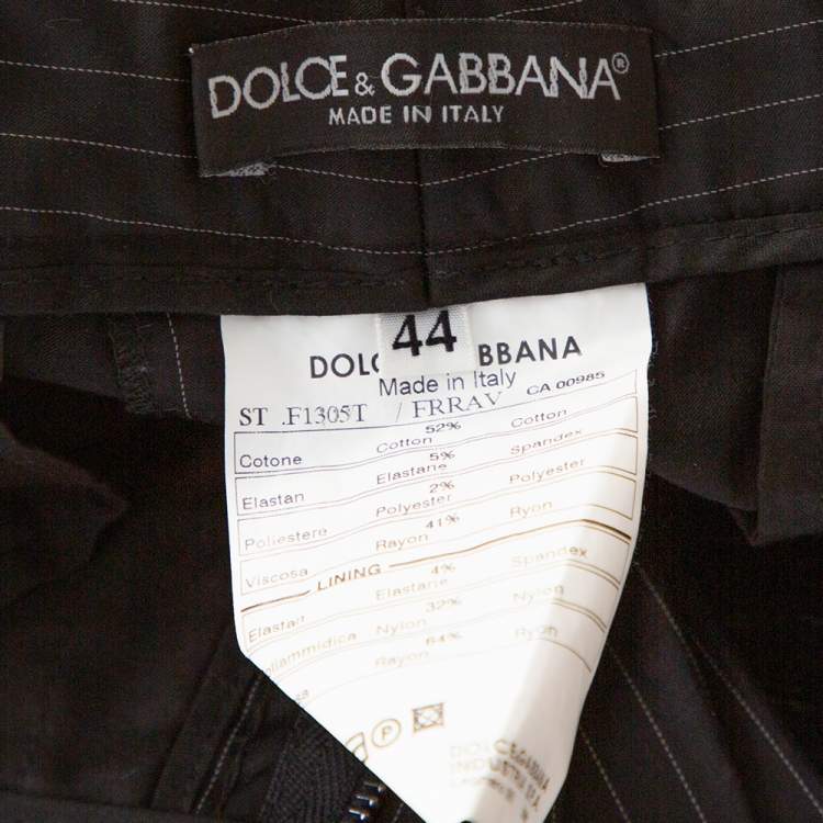 Pre Owned Dolce & Gabbana Black Pinstriped Cotton Tailored Pants M