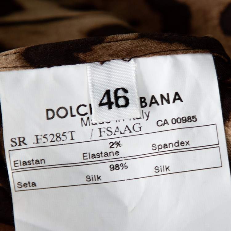 Pre Owned Dolce & Gabbana Brown Leopard Print Silk Button Front Shirt L