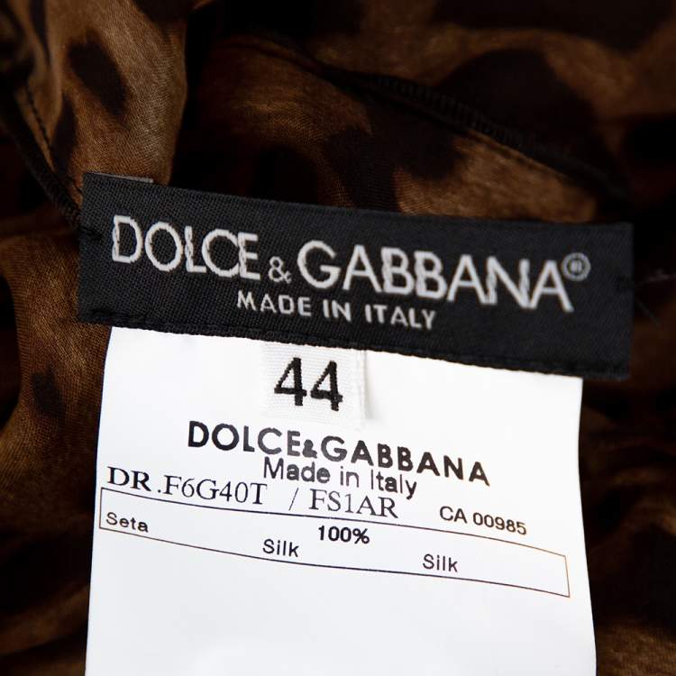 Pre Owned Dolce & Gabbana Brown Leopard Print Silk Sheer Kaftan Dress M