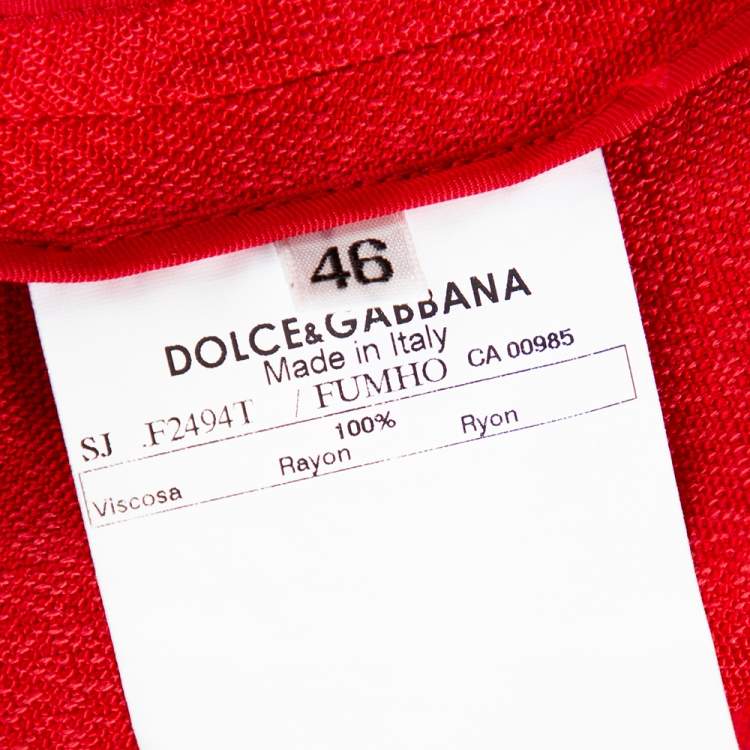 Pre Owned Dolce & Gabbana Red Fringed Button Front Jacket L