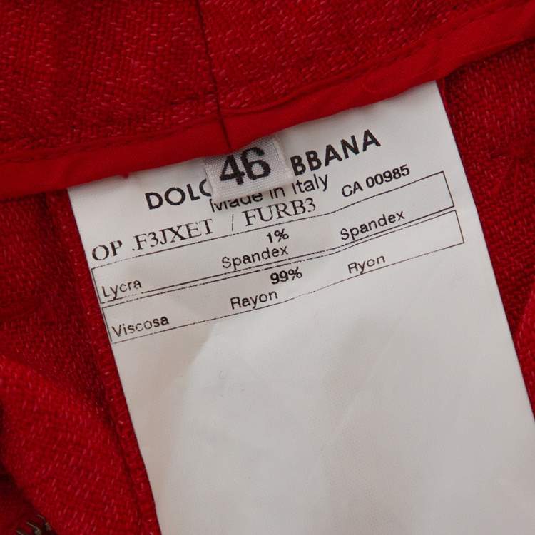 Pre Owned Dolce & Gabbana Red Straight Leg Pants L