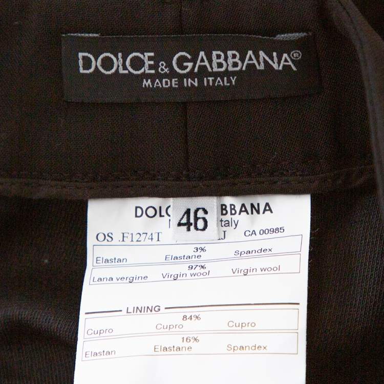 Pre Owned Dolce & Gabbana Black Stretch Wool Tailored Pants L