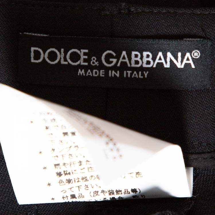 Pre Owned Dolce & Gabbana Black Stretch Wool Tailored Pants L