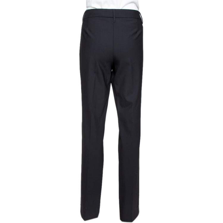 Pre Owned Dolce & Gabbana Black Stretch Wool Tailored Pants L
