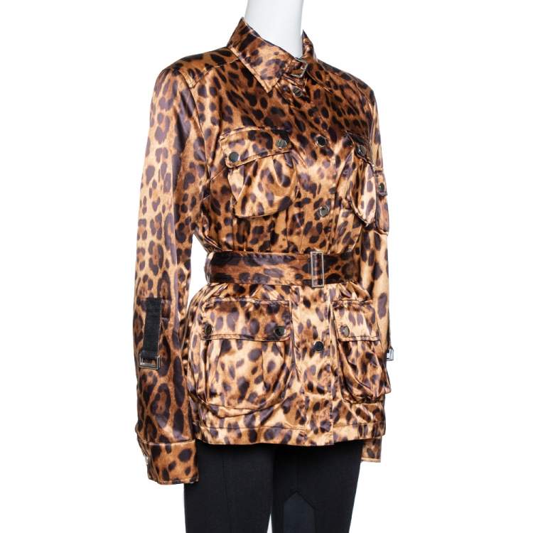 Pre Owned Dolce & Gabbana Brown Leopard Print Belted Jacket M