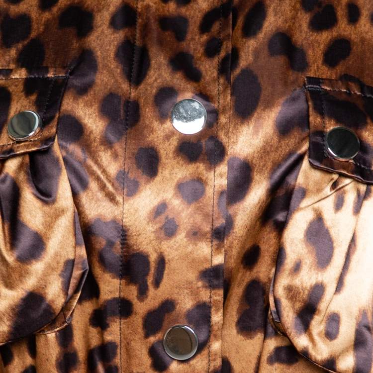 Pre Owned Dolce & Gabbana Brown Leopard Print Belted Jacket M