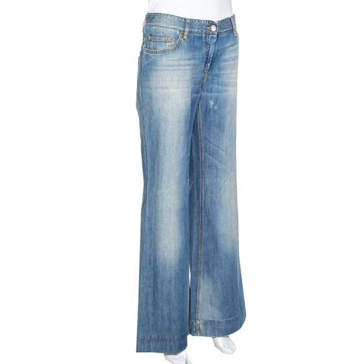 Pre Owned Dolce & Gabbana Blue Medium Washed Denim Flared Jeans L