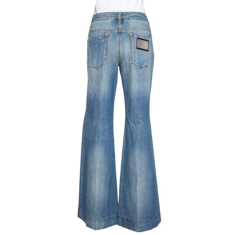 Pre Owned Dolce & Gabbana Blue Medium Washed Denim Flared Jeans L