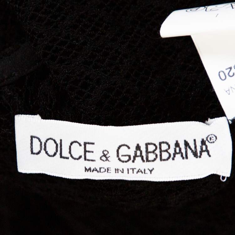 Pre Owned Dolce & Gabbana Vintage Black Sheer Mesh Plunge Back Gown M