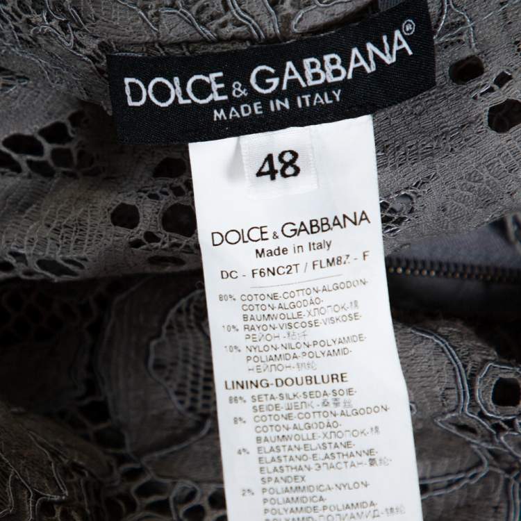 Pre Owned Dolce & Gabbana Grey Floral Corded Lace Maxi Dress L