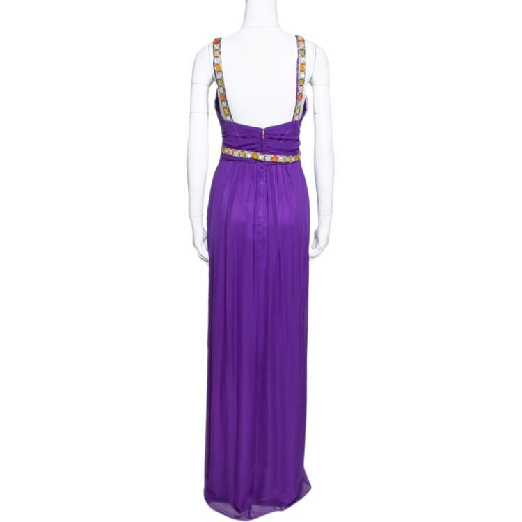 purple silk maxi dress