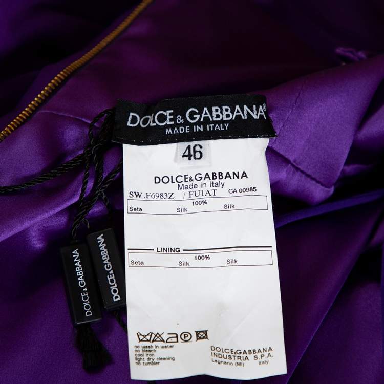 Pre Owned Dolce & Gabbana Purple Silk Chiffon Embellished Maxi Dress L
