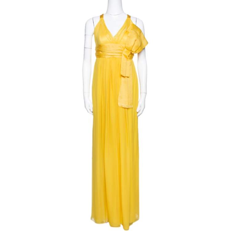 Yellow Floral-print V-neck silk-georgette gown | Giambattista Valli |  MATCHES UK