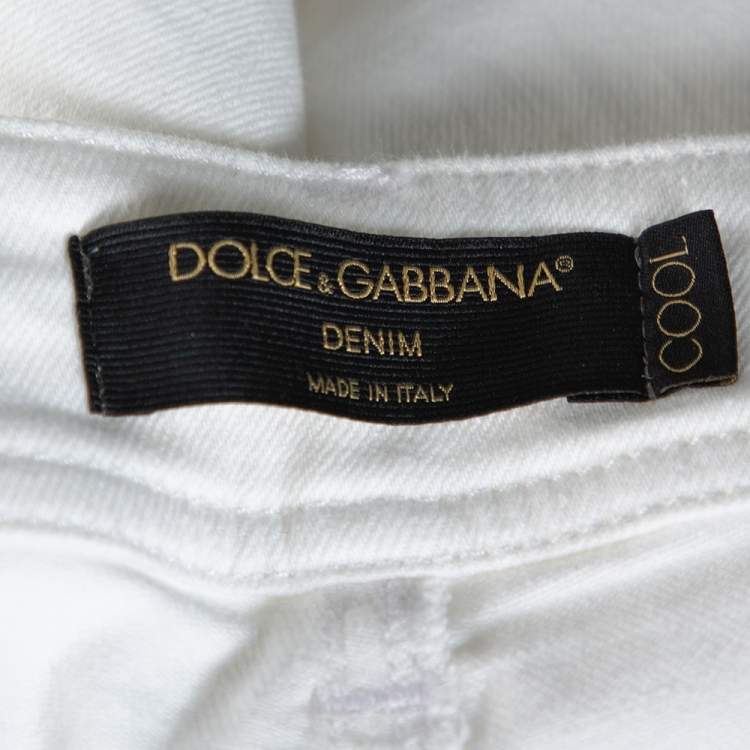 Pre Owned Dolce & Gabbana White Denim Cool Fit Flared Jeans M