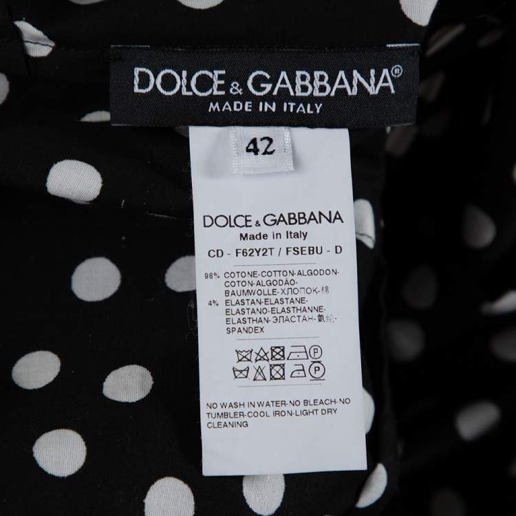Pre Owned Dolce & Gabbana Black Pois Print Cotton Tiered Maxi Dress M