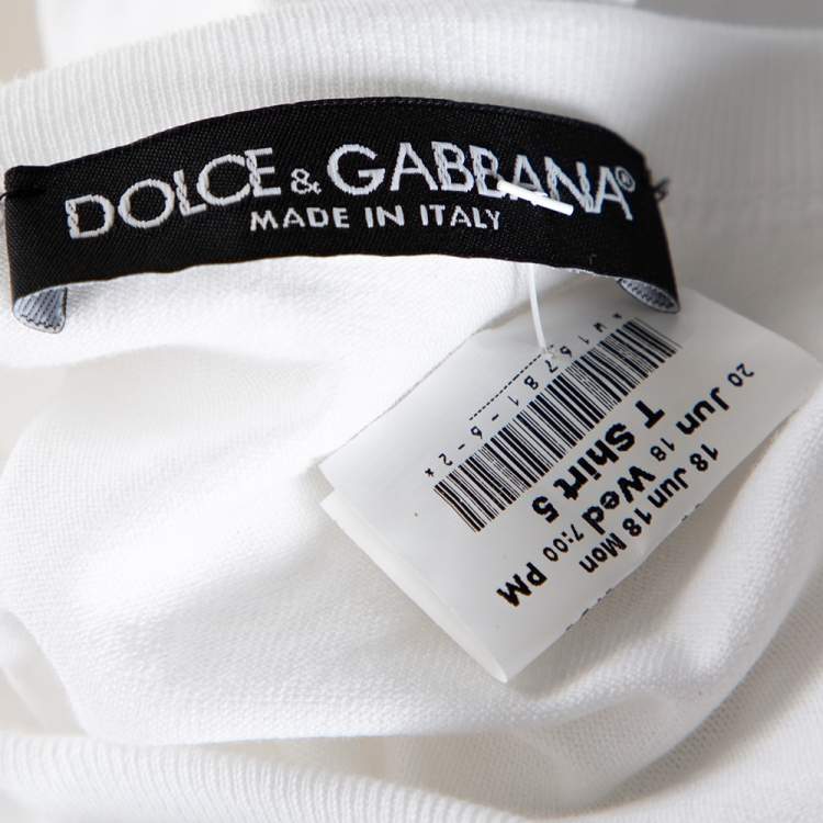 Pre Owned Dolce & Gabbana White Cotton 'Beautiful Life' Floral Applique T-Shirt XS