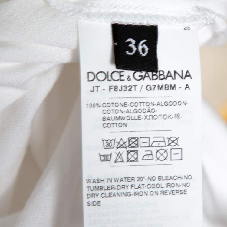 Pre Owned Dolce & Gabbana White Cotton 'Beautiful Life' Floral Applique T-Shirt XS
