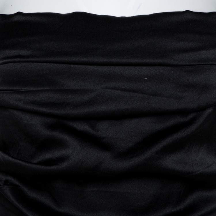 Pre Owned Dolce & Gabbana Black Silk Sleeveless Gathered Dress M