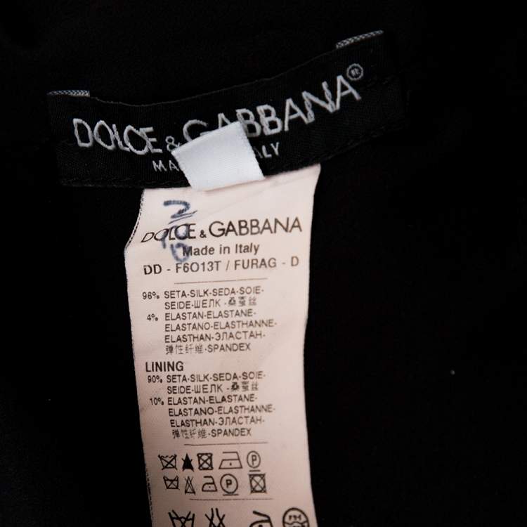 Pre Owned Dolce & Gabbana Black Silk Sleeveless Gathered Dress M