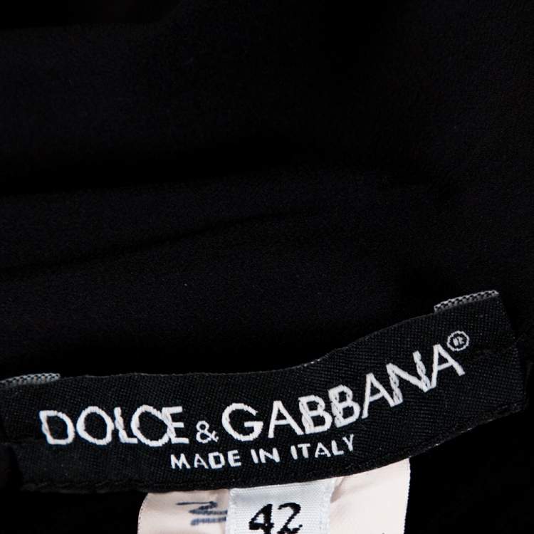 Pre Owned Dolce & Gabbana Black Silk Sleeveless Gathered Dress M