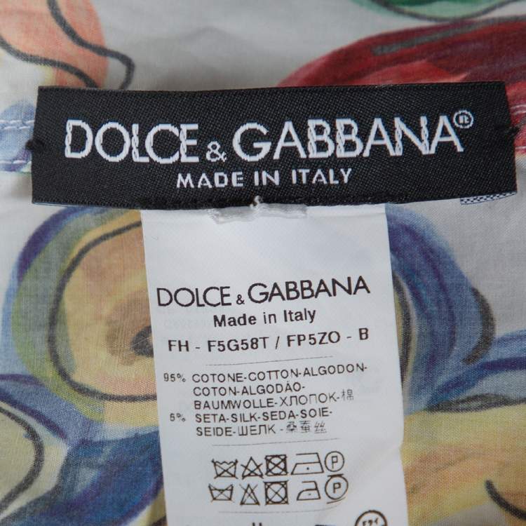 Pre Owned Dolce & Gabbana Multicolor Majolica Print Cotton Oversized Shirt M