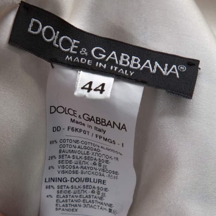 Pre Owned Dolce & Gabbana Off White Floral Print Cotton Jacquard Shift Dress M
