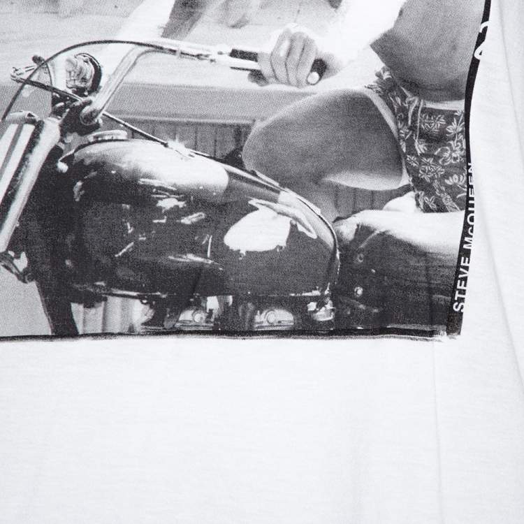 Pre Owned Dolce & Gabbana Off White Steve McQueen Print Cotton & Silk T-Shirt M