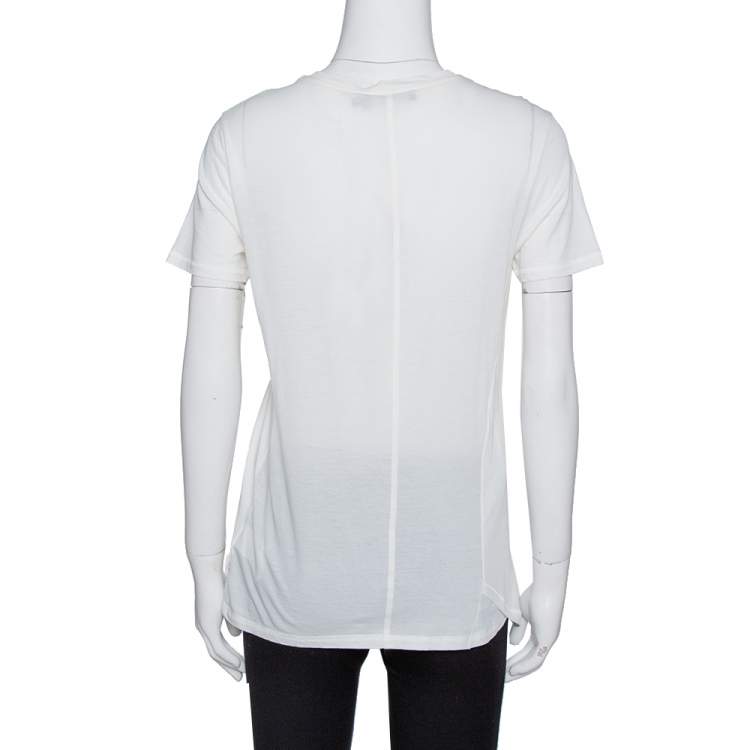 Pre Owned Dolce & Gabbana Off White Steve McQueen Print Cotton & Silk T-Shirt M