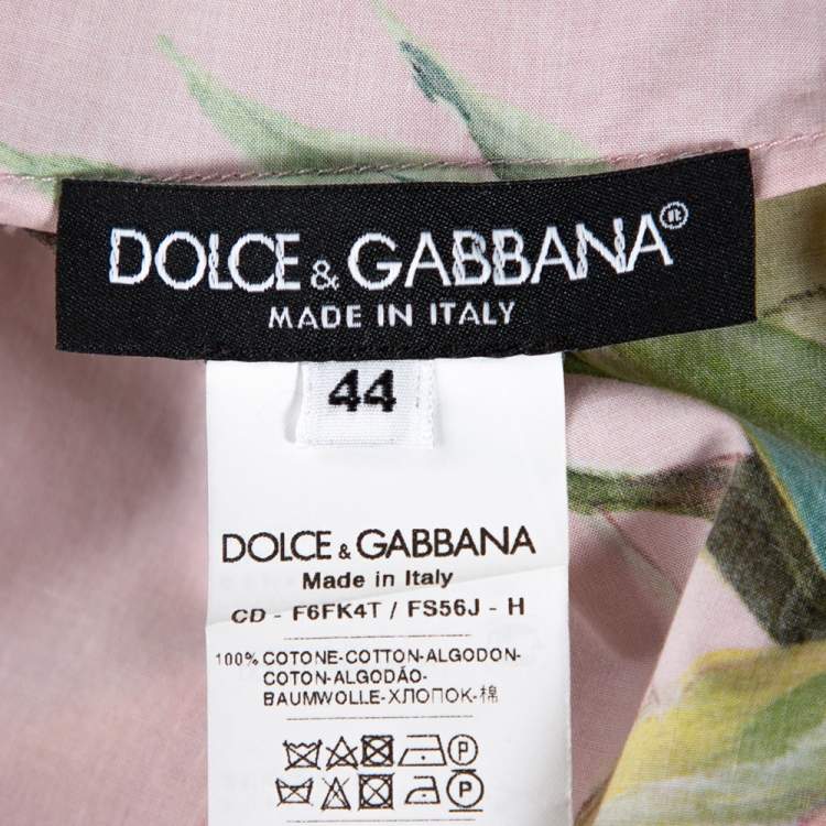 Pre Owned Dolce & Gabbana Pink Rose Print Cotton Flared Dress M