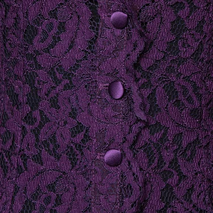 مملوكة مسبقًا Dolce & Gabbana Purple Lace Sleeveless Vest M