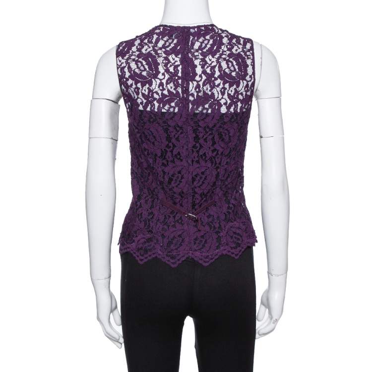 مملوكة مسبقًا Dolce & Gabbana Purple Lace Sleeveless Vest M