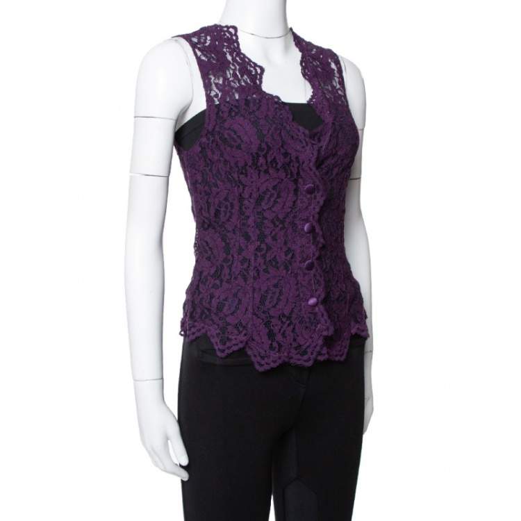 مملوكة مسبقًا Dolce & Gabbana Purple Lace Sleeveless Vest M